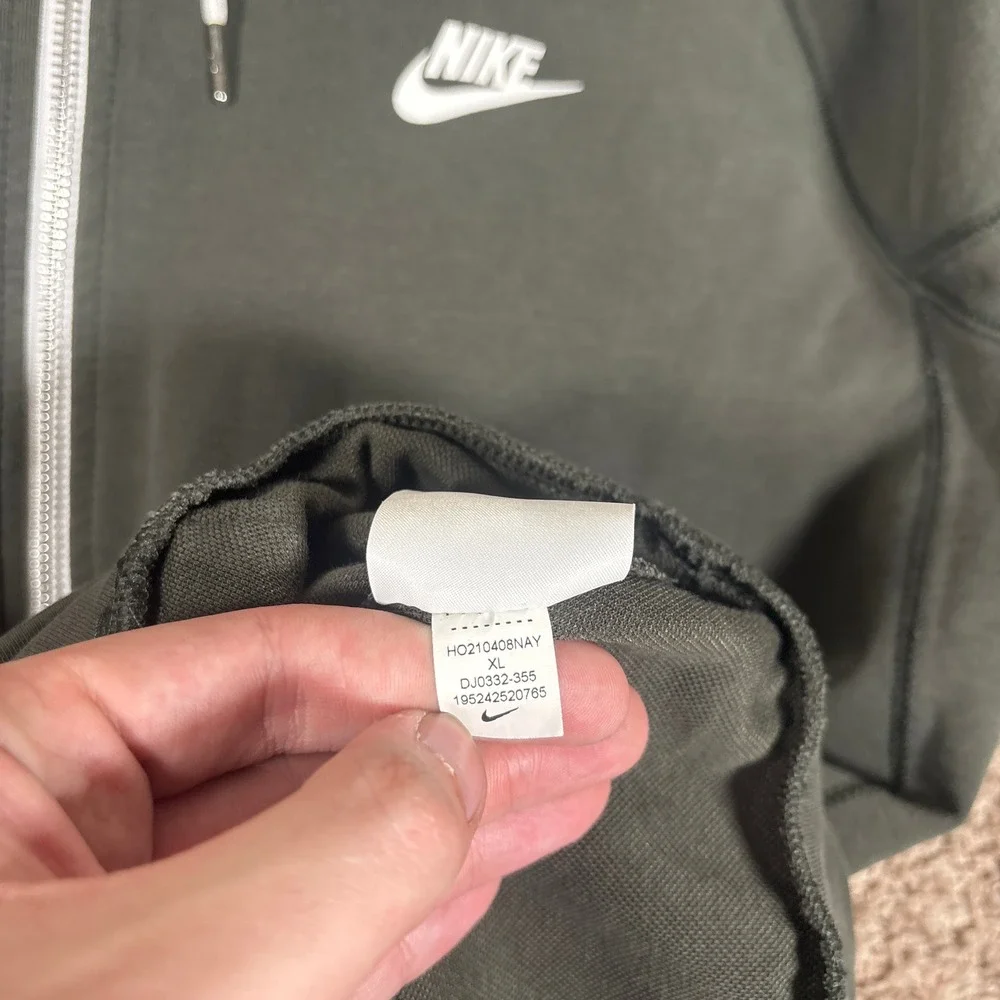 Nike Mens Full Zip Hoodie Dark Olive Green‎ DJ0332-355 XL Sportswear Fleece